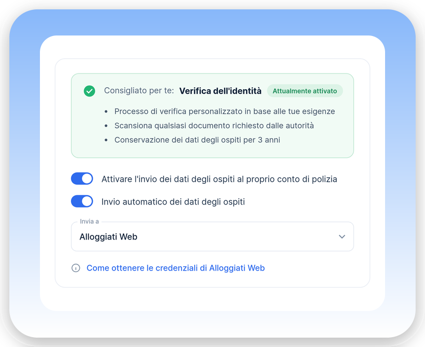 Impostazioni di Chekin per la registrazione ospiti su Alloggiati Web