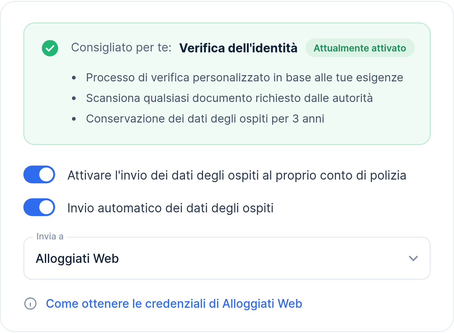 Schermata Chekin per la registrazione degli ospiti e l'invio ad Alloggiati Web